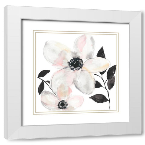 Black and Blush Anemone II White Modern Wood Framed Art Print with Double Matting by Goldberger, Jennifer