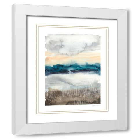 Lakeview Sunset II White Modern Wood Framed Art Print with Double Matting by Goldberger, Jennifer