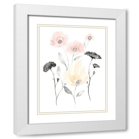 Blush and Black Wildflowers I White Modern Wood Framed Art Print with Double Matting by Goldberger, Jennifer