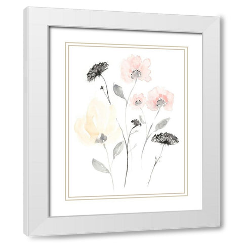 Blush and Black Wildflowers II White Modern Wood Framed Art Print with Double Matting by Goldberger, Jennifer