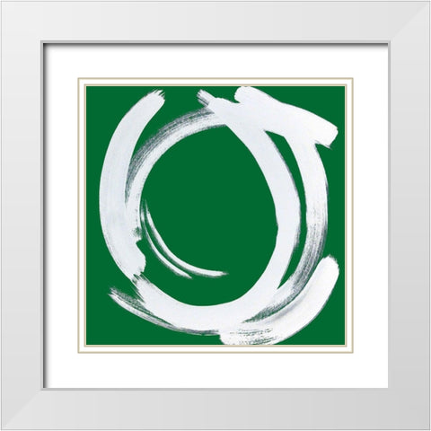 Custom Intersection in Deep Green II White Modern Wood Framed Art Print with Double Matting by Jerry, Alison