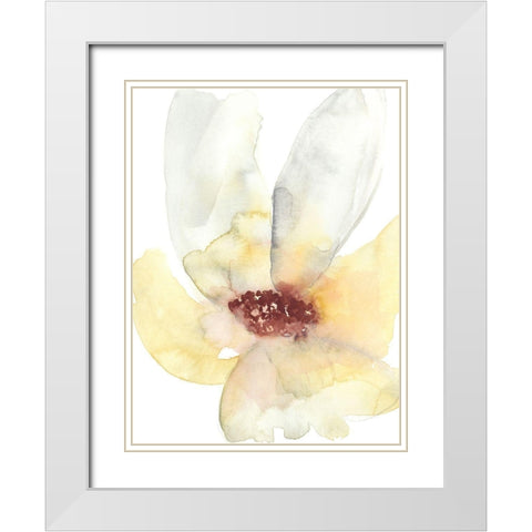 Lush Flower I White Modern Wood Framed Art Print with Double Matting by Goldberger, Jennifer