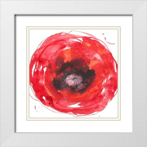 Kinetic Poppy I White Modern Wood Framed Art Print with Double Matting by Goldberger, Jennifer