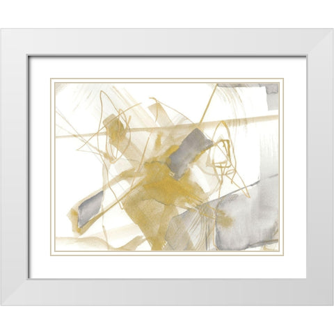 Gold and Grey Exploration V White Modern Wood Framed Art Print with Double Matting by Goldberger, Jennifer