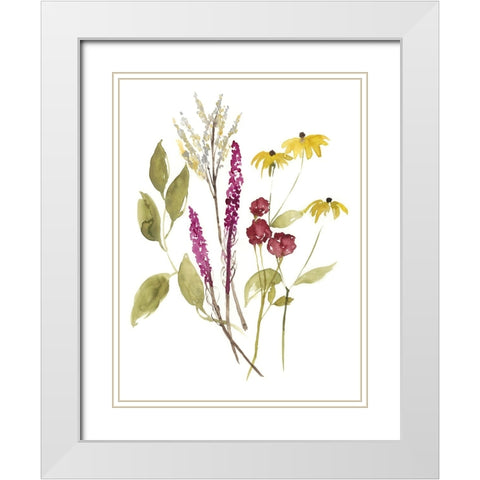 Fall Bouquet I White Modern Wood Framed Art Print with Double Matting by Goldberger, Jennifer