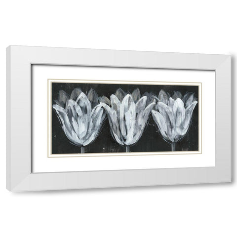 Custom White Trio on Black I White Modern Wood Framed Art Print with Double Matting by Goldberger, Jennifer