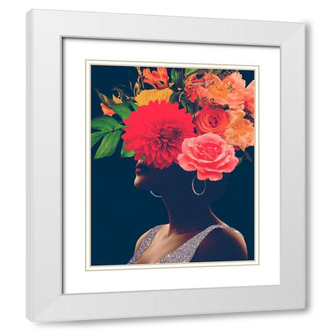 Fleur Collage I White Modern Wood Framed Art Print with Double Matting by Borges, Victoria