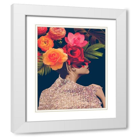 Fleur Collage II White Modern Wood Framed Art Print with Double Matting by Borges, Victoria