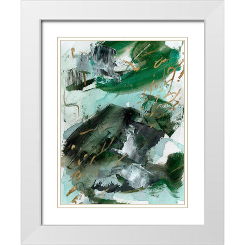 Dark Emerald II White Modern Wood Framed Art Print with Double Matting by Wang, Melissa