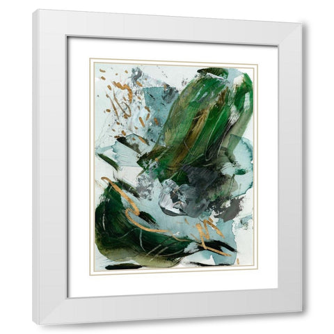 Dark Emerald III White Modern Wood Framed Art Print with Double Matting by Wang, Melissa