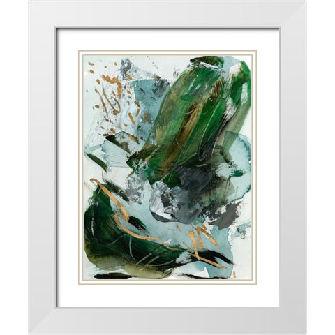 Dark Emerald III White Modern Wood Framed Art Print with Double Matting by Wang, Melissa