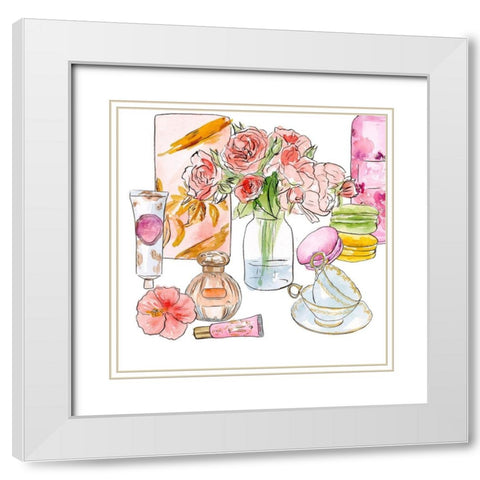 Morning Glamour I White Modern Wood Framed Art Print with Double Matting by Wang, Melissa