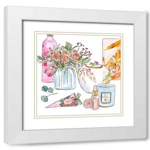 Morning Glamour II White Modern Wood Framed Art Print with Double Matting by Wang, Melissa