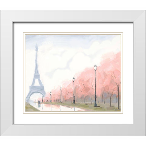 Paris au Printemps II White Modern Wood Framed Art Print with Double Matting by Green, Jacob