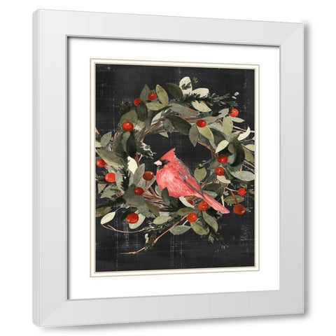 Christmas Cardinal I White Modern Wood Framed Art Print with Double Matting by Scarvey, Emma