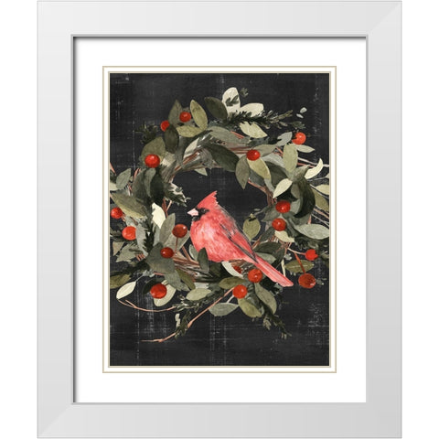 Christmas Cardinal I White Modern Wood Framed Art Print with Double Matting by Scarvey, Emma