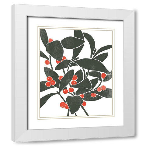 Colorblock Berry Branch I White Modern Wood Framed Art Print with Double Matting by Scarvey, Emma