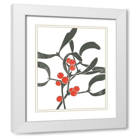 Colorblock Berry Branch III White Modern Wood Framed Art Print with Double Matting by Scarvey, Emma