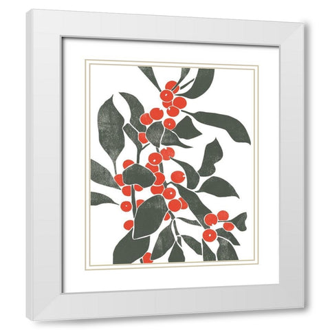 Colorblock Berry Branch IV White Modern Wood Framed Art Print with Double Matting by Scarvey, Emma