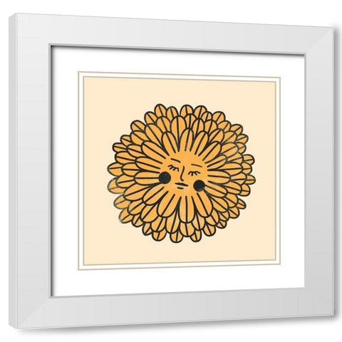 Flower Face I White Modern Wood Framed Art Print with Double Matting by Scarvey, Emma