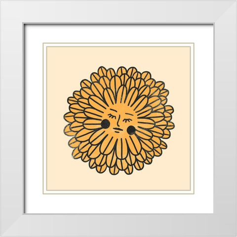 Flower Face I White Modern Wood Framed Art Print with Double Matting by Scarvey, Emma