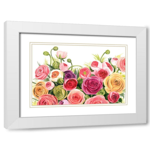 Ranunculus Panorama White Modern Wood Framed Art Print with Double Matting by Popp, Grace