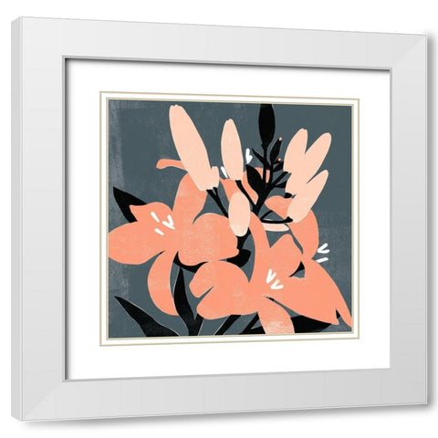 Mod Lilies II White Modern Wood Framed Art Print with Double Matting by Scarvey, Emma