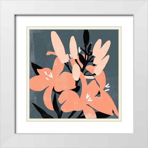 Mod Lilies II White Modern Wood Framed Art Print with Double Matting by Scarvey, Emma