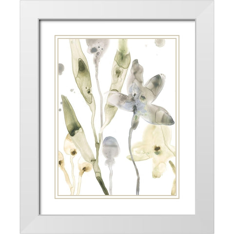 Stone Moss Stems I White Modern Wood Framed Art Print with Double Matting by Vess, June Erica