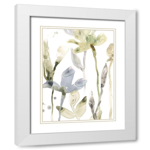 Stone Moss Stems II White Modern Wood Framed Art Print with Double Matting by Vess, June Erica