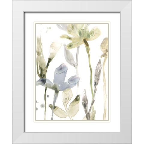 Stone Moss Stems II White Modern Wood Framed Art Print with Double Matting by Vess, June Erica