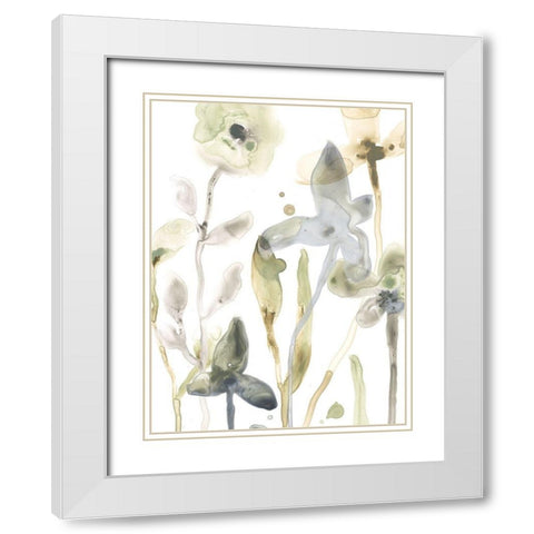Stone Moss Stems III White Modern Wood Framed Art Print with Double Matting by Vess, June Erica
