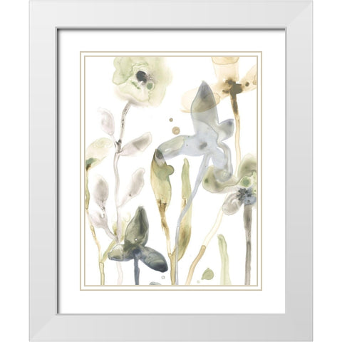 Stone Moss Stems III White Modern Wood Framed Art Print with Double Matting by Vess, June Erica