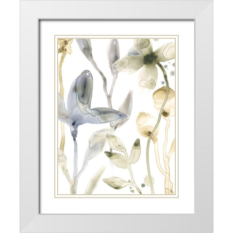 Stone Moss Stems IV White Modern Wood Framed Art Print with Double Matting by Vess, June Erica