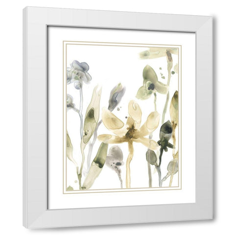 Stone Moss Stems V White Modern Wood Framed Art Print with Double Matting by Vess, June Erica