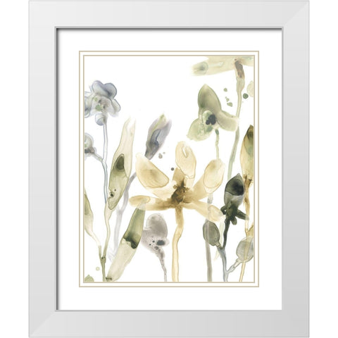 Stone Moss Stems V White Modern Wood Framed Art Print with Double Matting by Vess, June Erica
