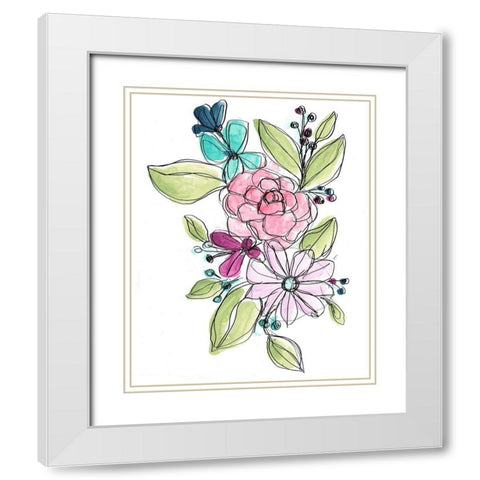 Bright Sketch II White Modern Wood Framed Art Print with Double Matting by Vess, June Erica