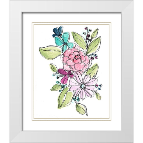 Bright Sketch II White Modern Wood Framed Art Print with Double Matting by Vess, June Erica
