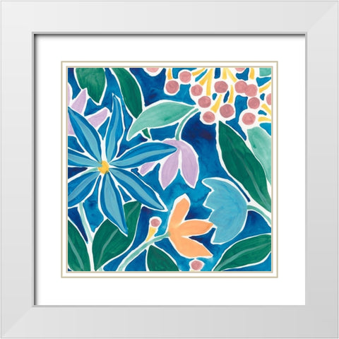 Tiki Square III White Modern Wood Framed Art Print with Double Matting by Vess, June Erica