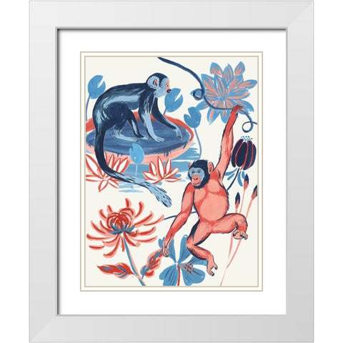 From the Jungle I White Modern Wood Framed Art Print with Double Matting by Wang, Melissa