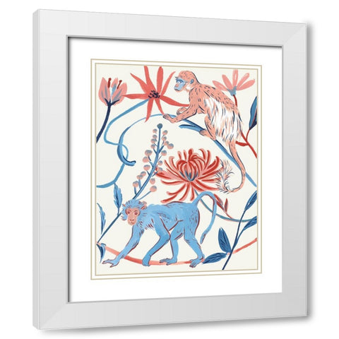 From the Jungle II White Modern Wood Framed Art Print with Double Matting by Wang, Melissa