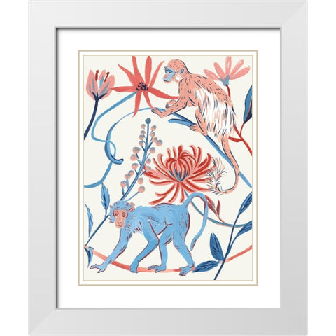 From the Jungle II White Modern Wood Framed Art Print with Double Matting by Wang, Melissa