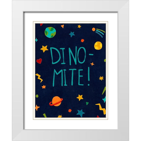 Starry Dinos II White Modern Wood Framed Art Print with Double Matting by Vess, June Erica