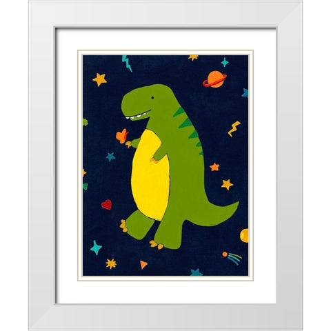 Starry Dinos III White Modern Wood Framed Art Print with Double Matting by Vess, June Erica