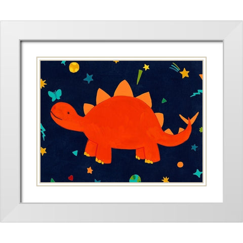 Starry Dinos VI White Modern Wood Framed Art Print with Double Matting by Vess, June Erica