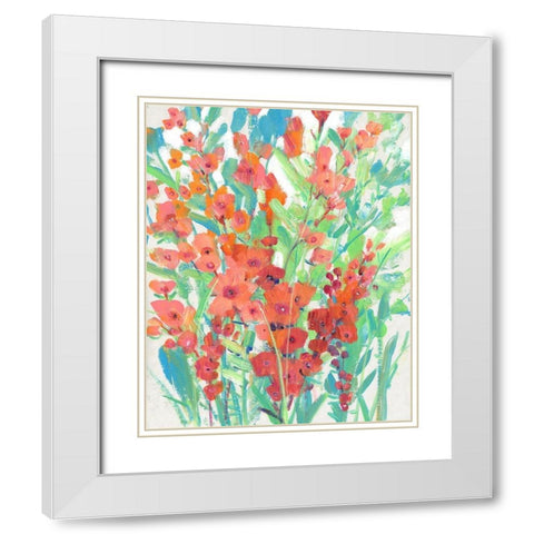 Tropical Summer Blooms I White Modern Wood Framed Art Print with Double Matting by OToole, Tim