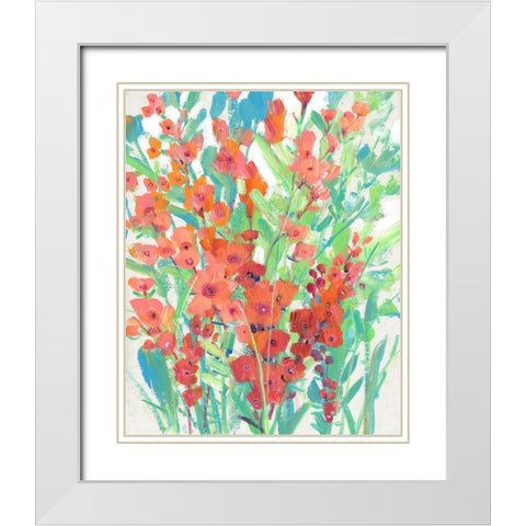 Tropical Summer Blooms I White Modern Wood Framed Art Print with Double Matting by OToole, Tim