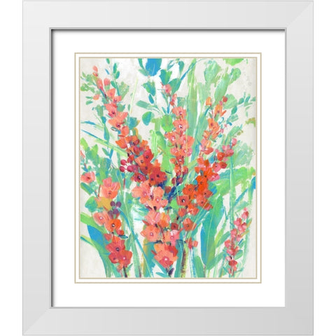 Tropical Summer Blooms II White Modern Wood Framed Art Print with Double Matting by OToole, Tim
