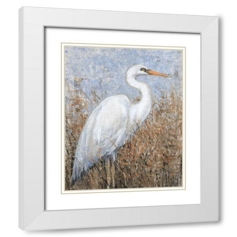 White Heron I White Modern Wood Framed Art Print with Double Matting by OToole, Tim