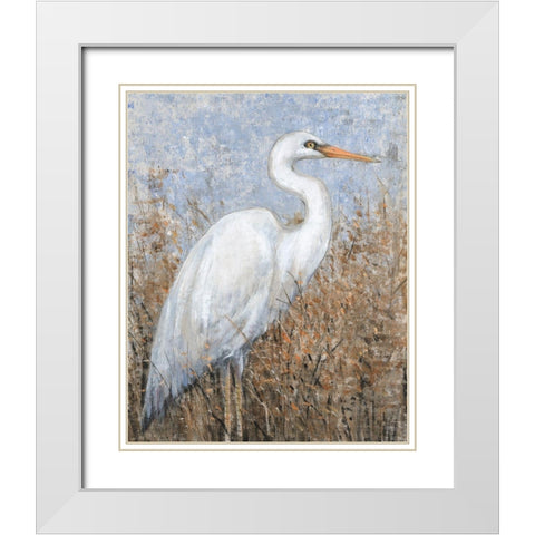 White Heron I White Modern Wood Framed Art Print with Double Matting by OToole, Tim